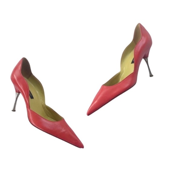 Sergio Rossi Shoes - Sergio Rossi Hot Pink Leather Stiletto Pumps Metal Heel 37.5